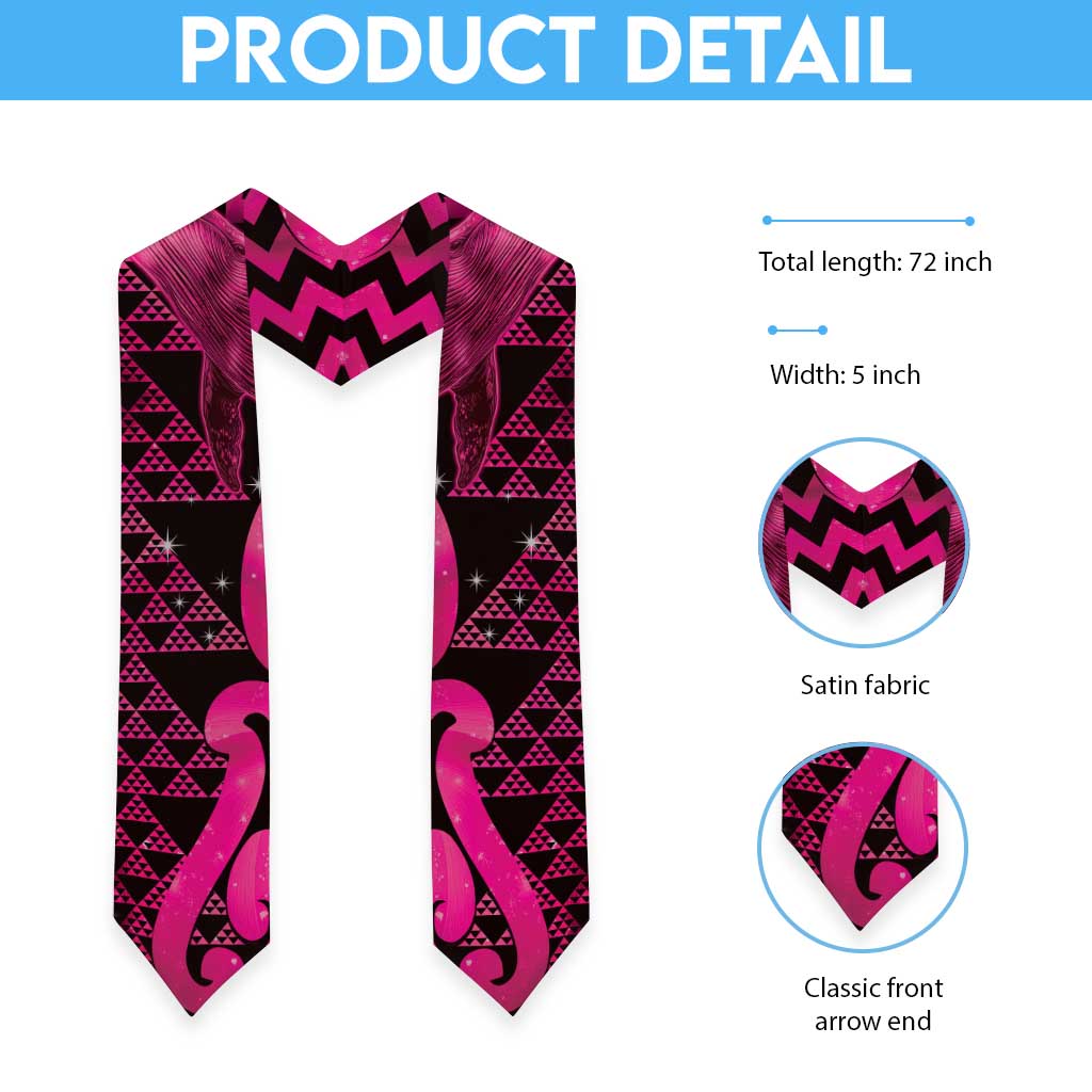 Humpback Whale Matariki New Zealand Graduation Stole NZ Maori Paikea Poutama Luxury Pink LT14 - Polynesian Pride