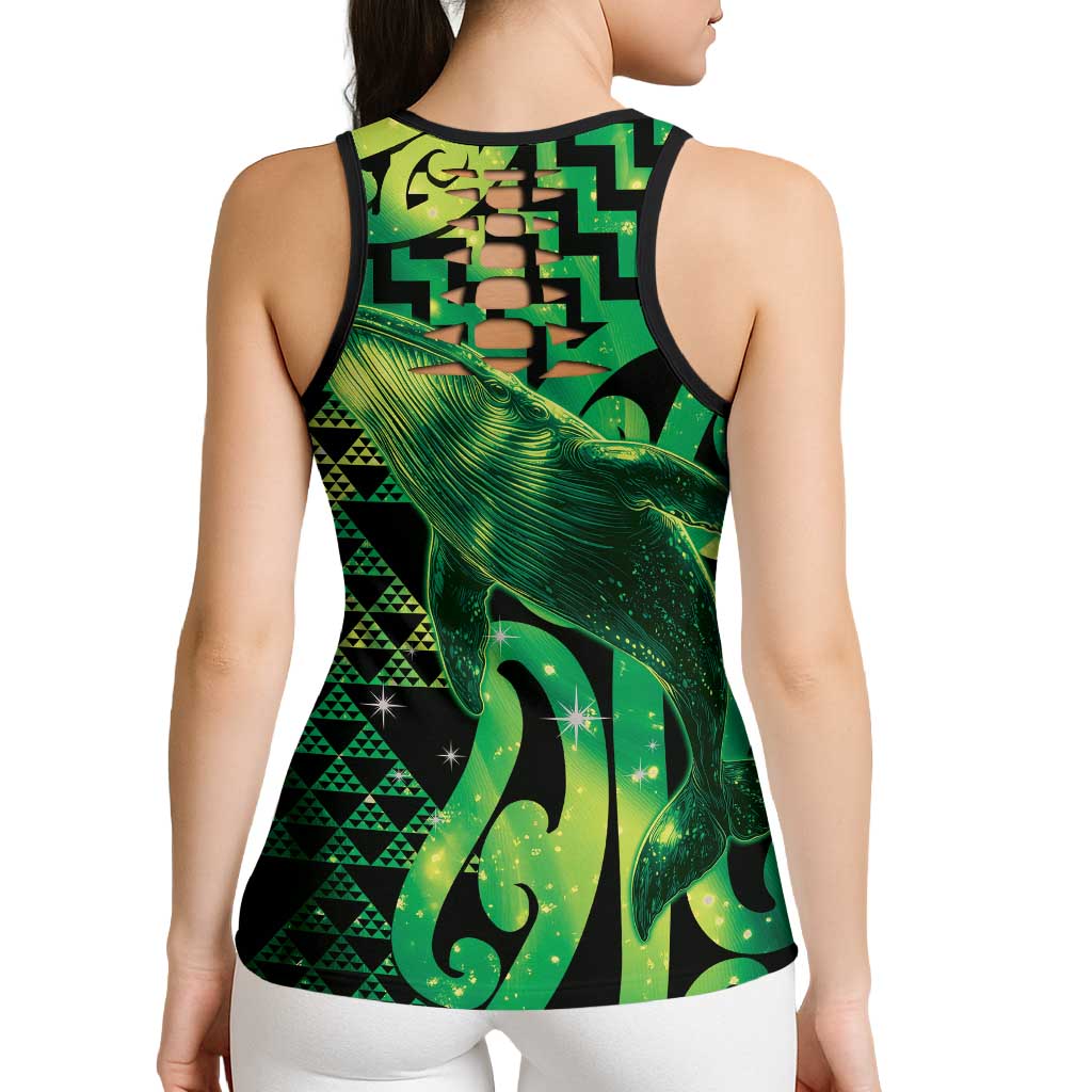 Humpback Whale Matariki New Zealand Hollow Tank Top NZ Maori Paikea Poutama Luxury Green LT14 - Polynesian Pride