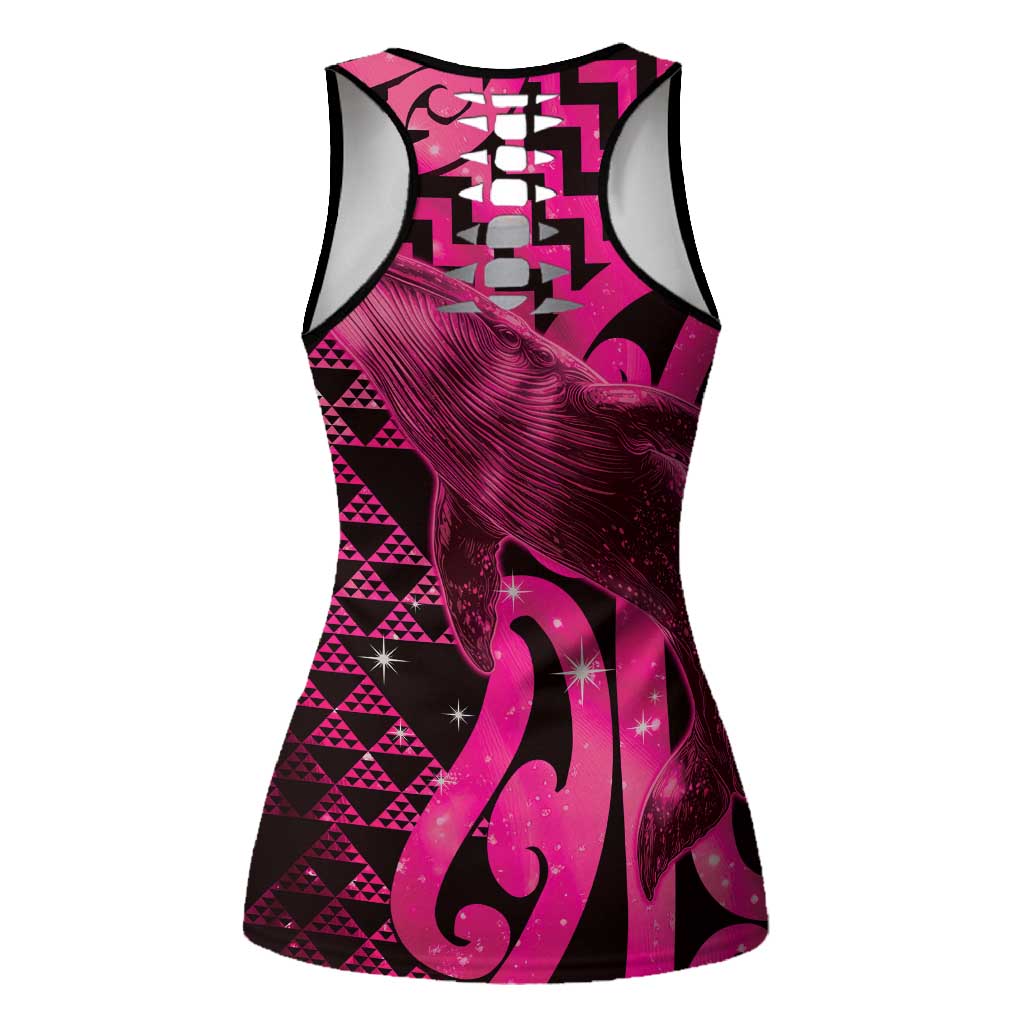 Humpback Whale Matariki New Zealand Hollow Tank Top NZ Maori Paikea Poutama Luxury Pink LT14 - Polynesian Pride