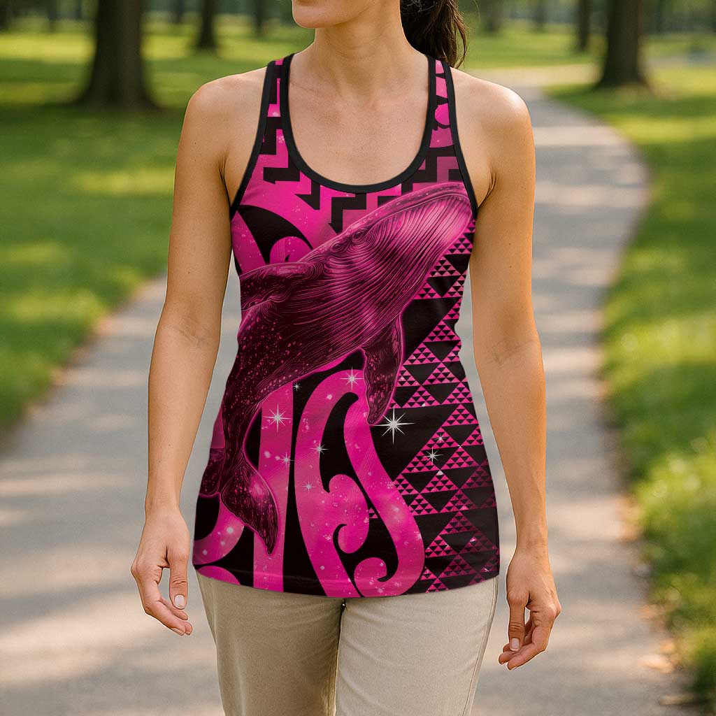 Humpback Whale Matariki New Zealand Hollow Tank Top NZ Maori Paikea Poutama Luxury Pink LT14 - Polynesian Pride