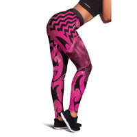 Humpback Whale Matariki New Zealand Leggings NZ Maori Paikea Poutama Luxury Pink LT14 - Polynesian Pride