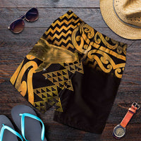 Humpback Whale Matariki New Zealand Shorts for Men NZ Maori Paikea Poutama Luxury Gold LT14 Gold - Polynesian Pride