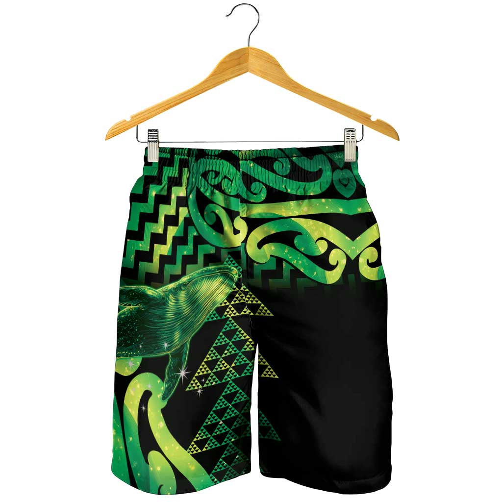 Humpback Whale Matariki New Zealand Shorts for Men NZ Maori Paikea Poutama Luxury Green LT14 - Polynesian Pride