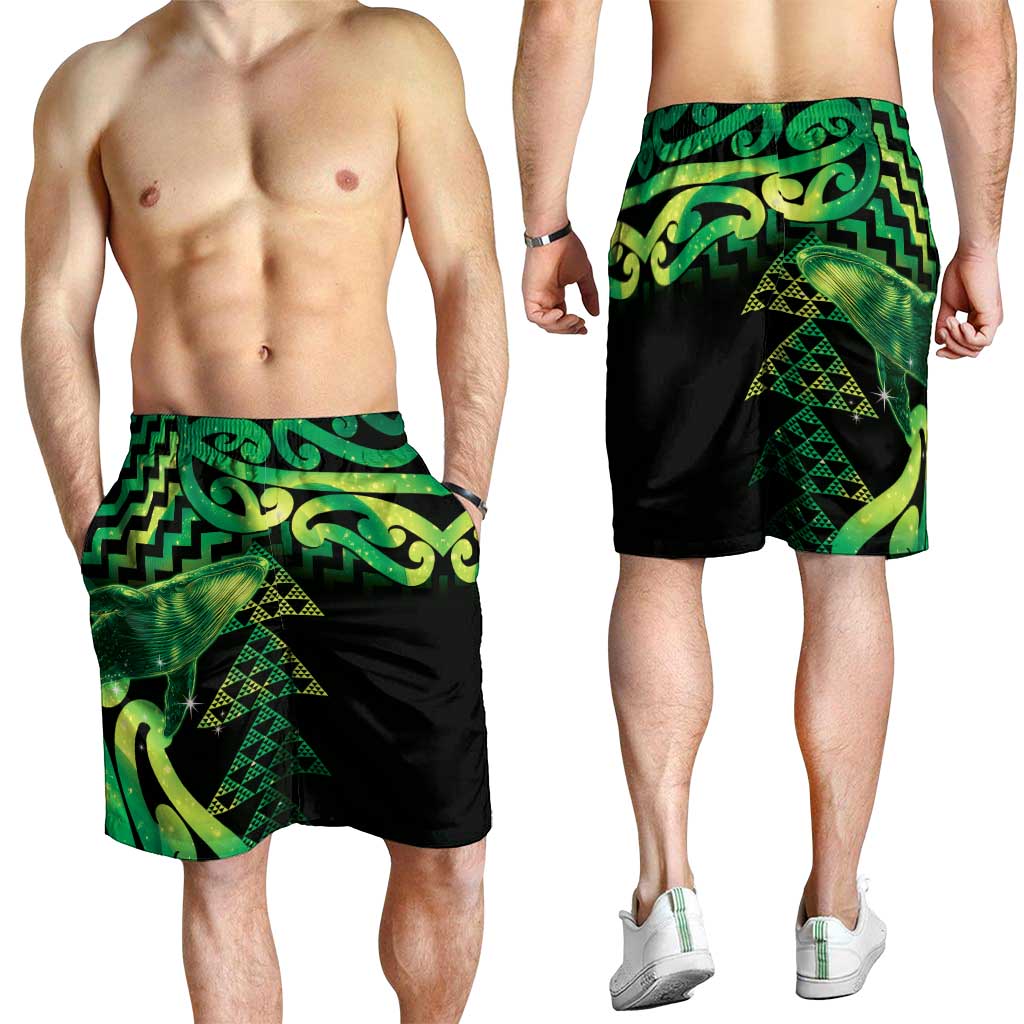 Humpback Whale Matariki New Zealand Shorts for Men NZ Maori Paikea Poutama Luxury Green LT14 - Polynesian Pride