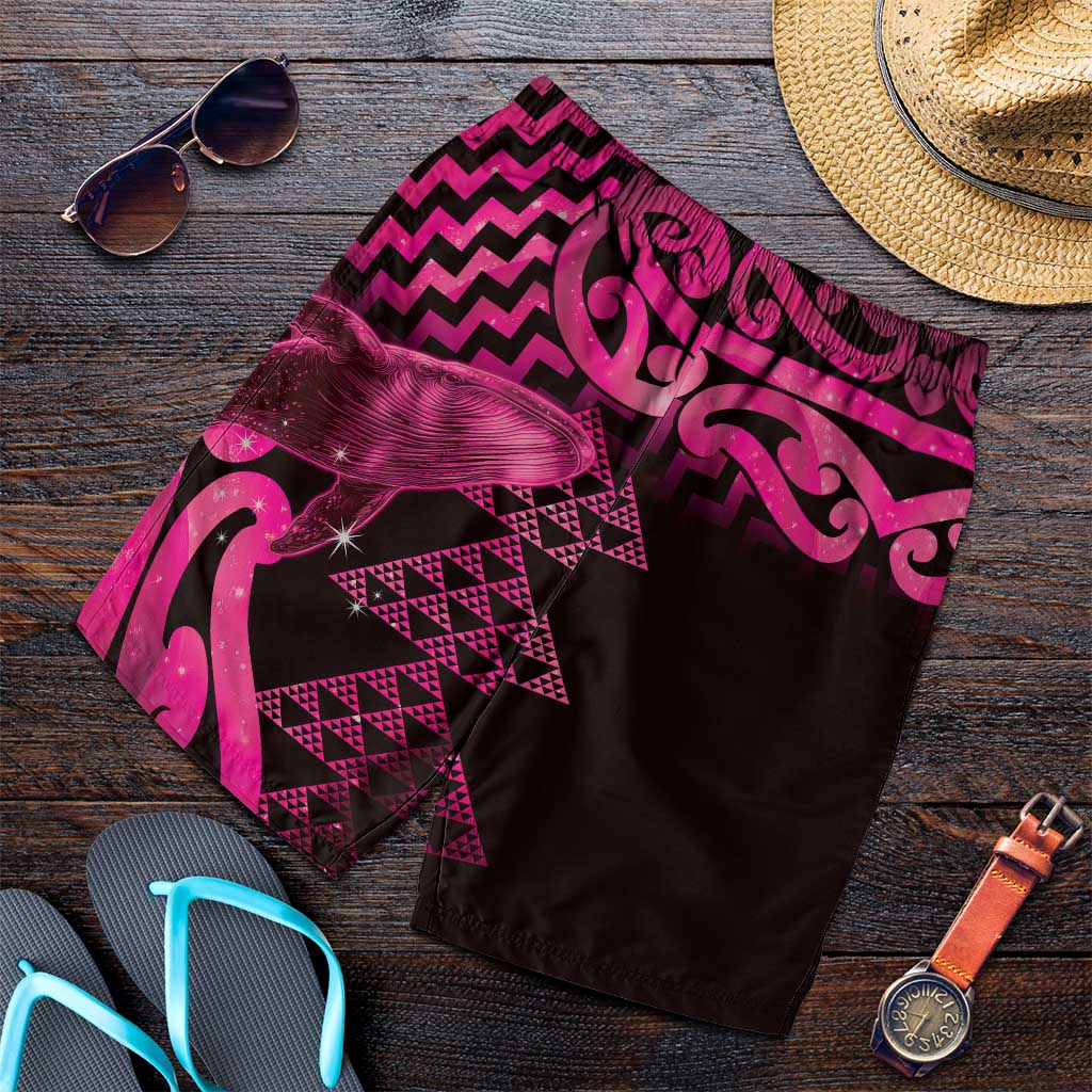 Humpback Whale Matariki New Zealand Shorts for Men NZ Maori Paikea Poutama Luxury Pink