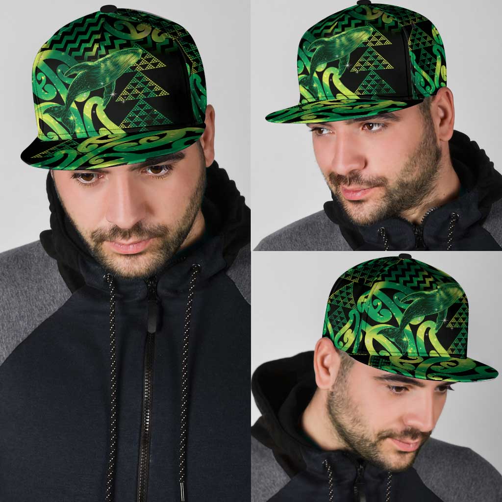 Humpback Whale Matariki New Zealand Snapback Cap NZ Maori Paikea Poutama Luxury Green
