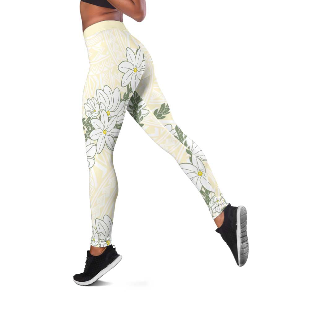Ia Orana Tahiti Tiare Leggings Lemon Yellow Lei - Polynesian Pride