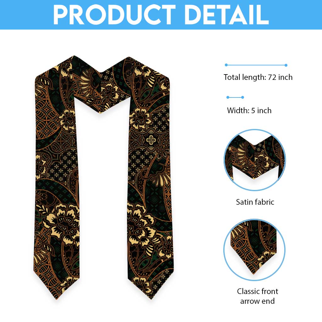Indonesian Batik Pattern Vintage Brown Graduation Stole LT01 - Polynesian Pride