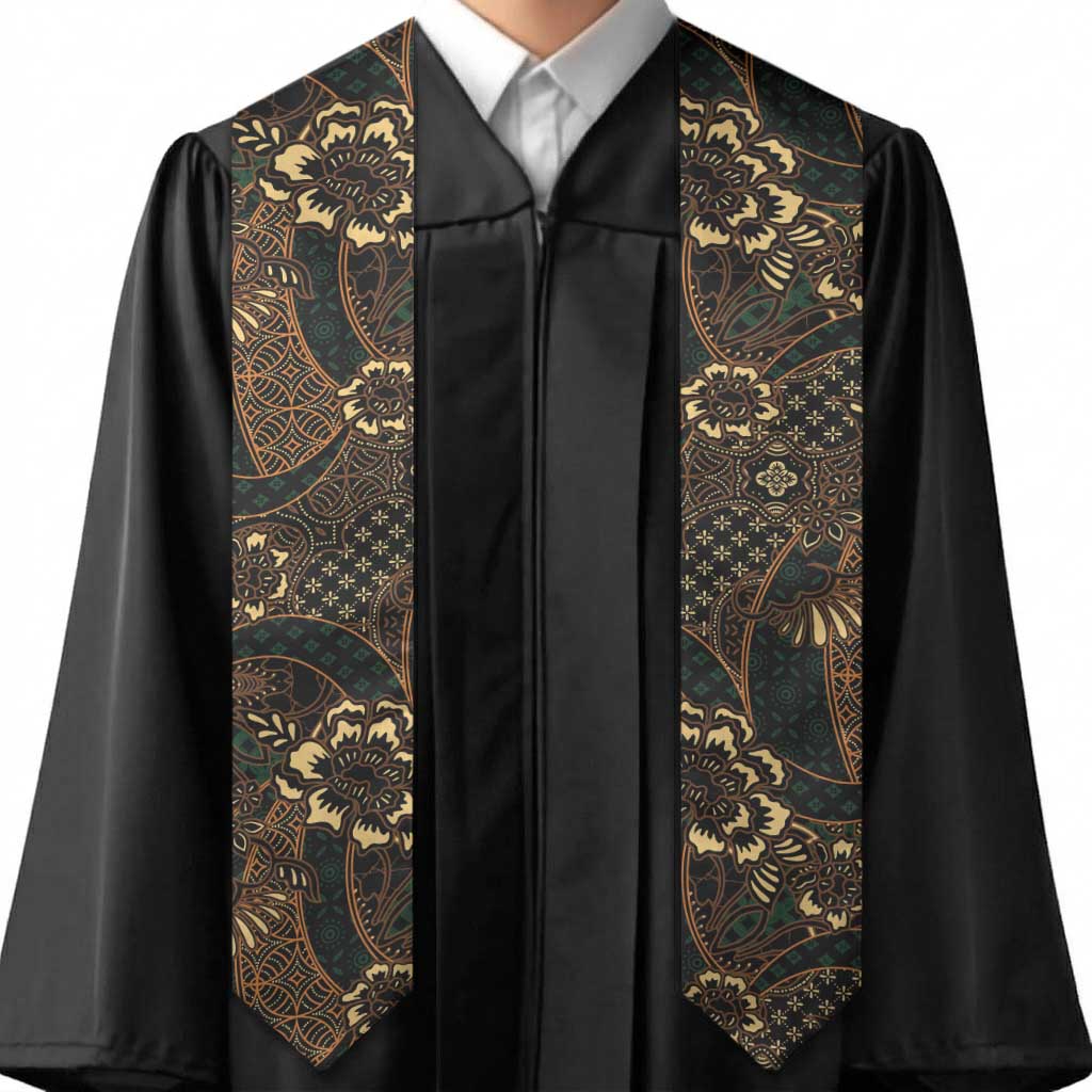 Indonesian Batik Pattern Vintage Brown Graduation Stole LT01 - Polynesian Pride