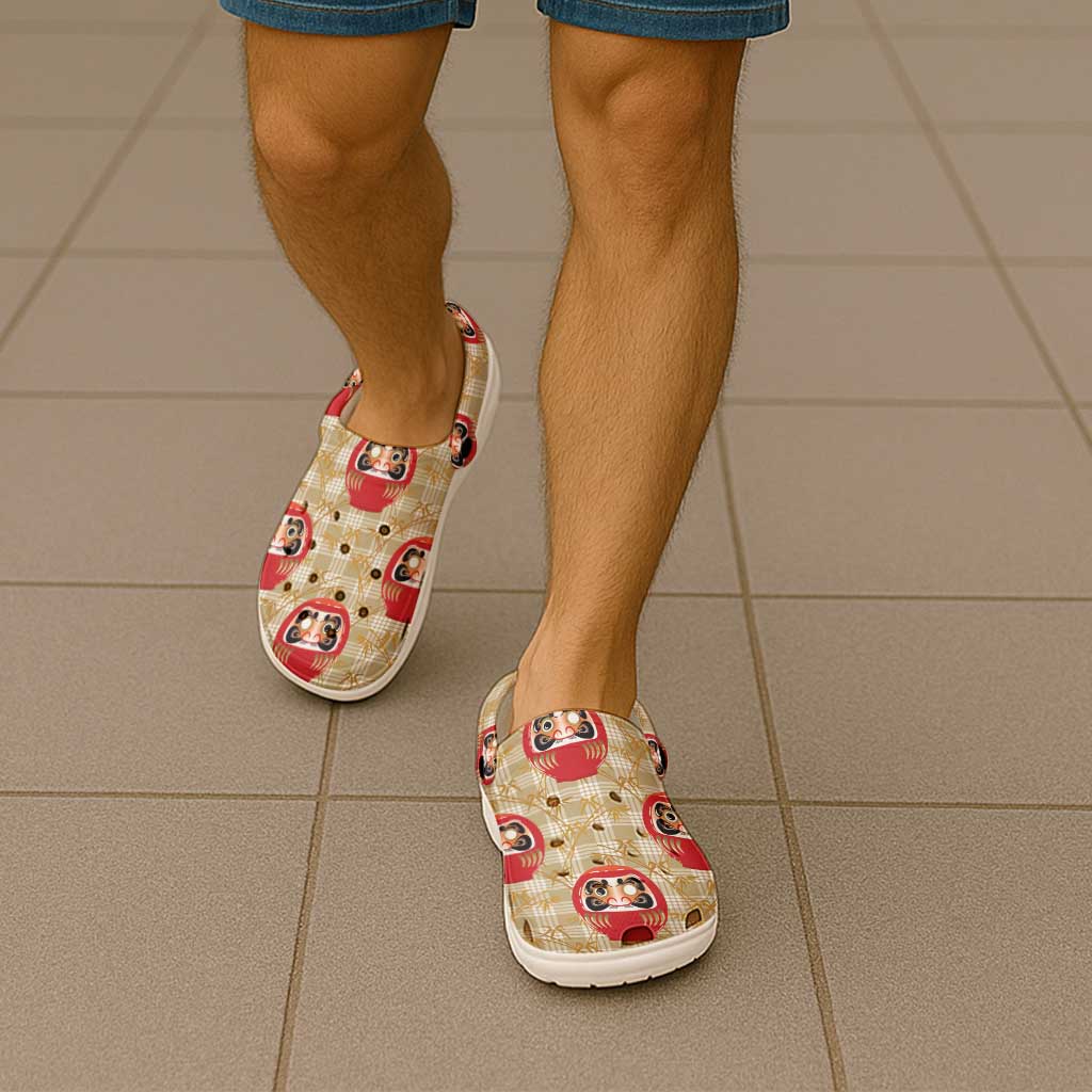 Japanese Daruma Doll Clogs Shoes Palaka With Seamless Bamboo Pattern LT14 - Polynesian Pride