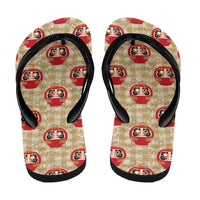 Japanese Daruma Doll Flip Flops Palaka With Seamless Bamboo Pattern LT14 - Polynesian Pride