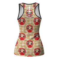 Japanese Daruma Doll Hollow Tank Top Palaka With Seamless Bamboo Pattern LT14 - Polynesian Pride