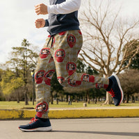 Japanese Daruma Doll Jogger Pants Palaka With Seamless Bamboo Pattern LT14 - Polynesian Pride