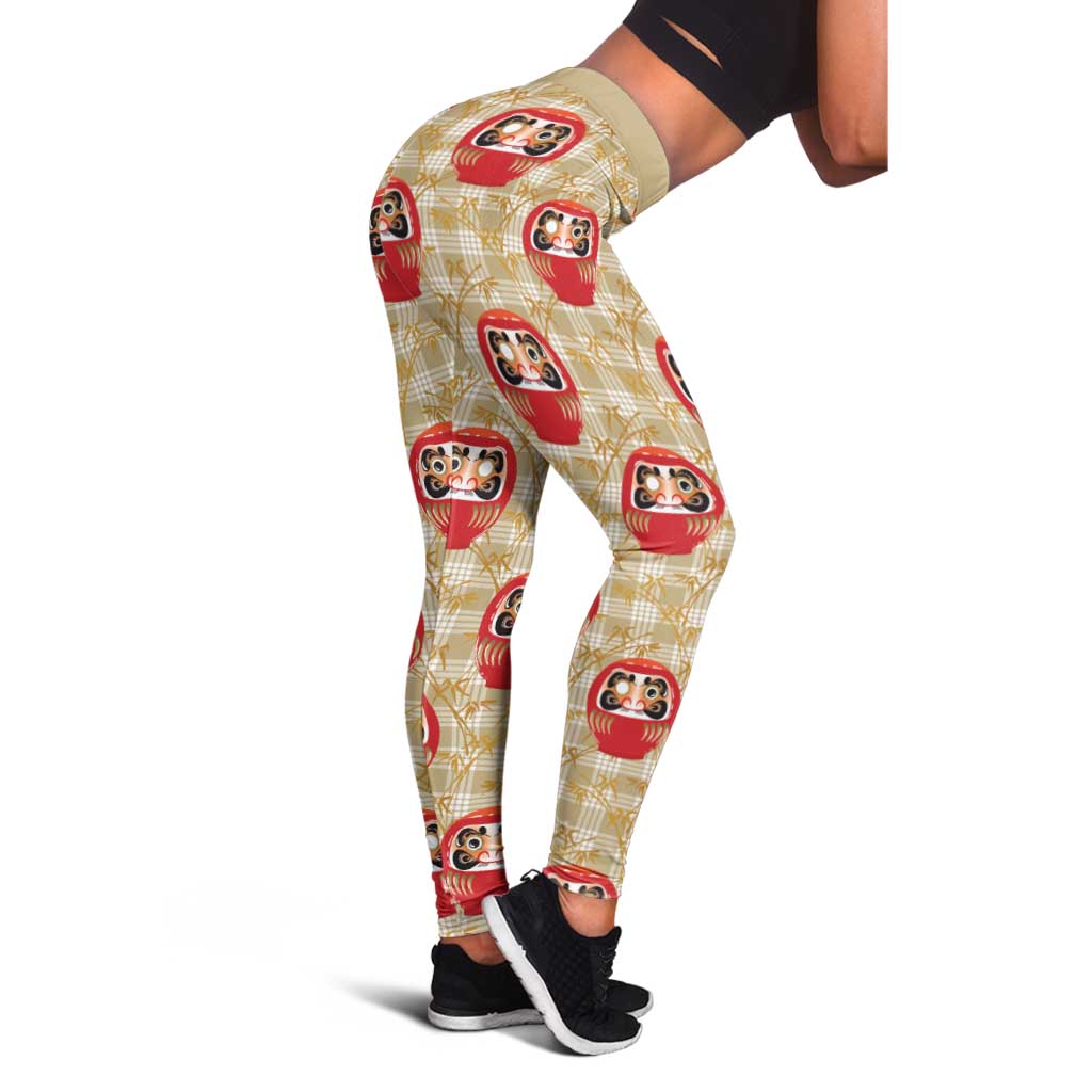 Japanese Daruma Doll Leggings Palaka With Seamless Bamboo Pattern LT14 - Polynesian Pride