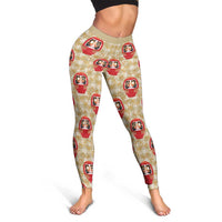Japanese Daruma Doll Leggings Palaka With Seamless Bamboo Pattern LT14 - Polynesian Pride