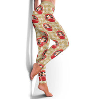 Japanese Daruma Doll Leggings Palaka With Seamless Bamboo Pattern LT14 - Polynesian Pride