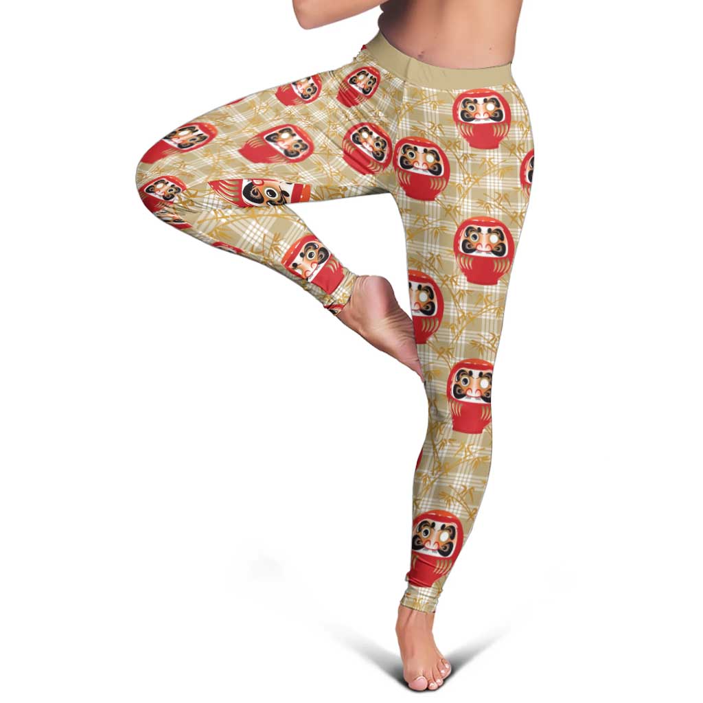 Japanese Daruma Doll Leggings Palaka With Seamless Bamboo Pattern LT14 - Polynesian Pride