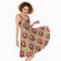 Japanese Daruma Doll Midi Dress Palaka With Seamless Bamboo Pattern LT14 - Polynesian Pride