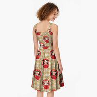 Japanese Daruma Doll Midi Dress Palaka With Seamless Bamboo Pattern LT14 - Polynesian Pride