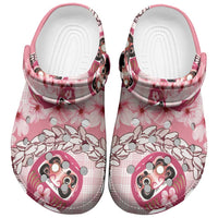 Japanese Daruma Doll Palaka Clogs Shoes Cherry Blossoms With Shell Lei LT14 Pink - Polynesian Pride