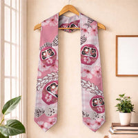 Japanese Daruma Doll Palaka Graduation Stole Cherry Blossoms With Shell Lei LT14 One Size Pink - Polynesian Pride