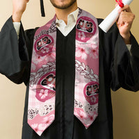 Japanese Daruma Doll Palaka Graduation Stole Cherry Blossoms With Shell Lei LT14 - Polynesian Pride