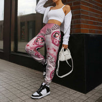 Japanese Daruma Doll Palaka Jogger Pants Cherry Blossoms With Shell Lei LT14 - Polynesian Pride