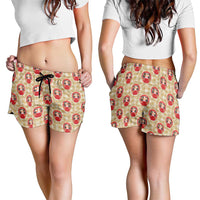 Japanese Daruma Doll Shorts for Women Palaka With Seamless Bamboo Pattern LT14 - Polynesian Pride