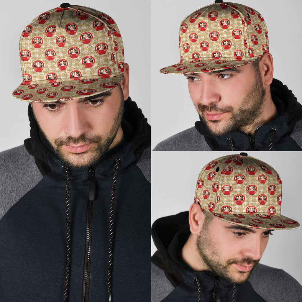 Japanese Daruma Doll Snapback Cap Palaka With Seamless Bamboo Pattern LT14 - Polynesian Pride