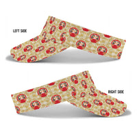 Japanese Daruma Doll Sun Visor Cap Palaka With Seamless Bamboo Pattern LT14 - Polynesian Pride