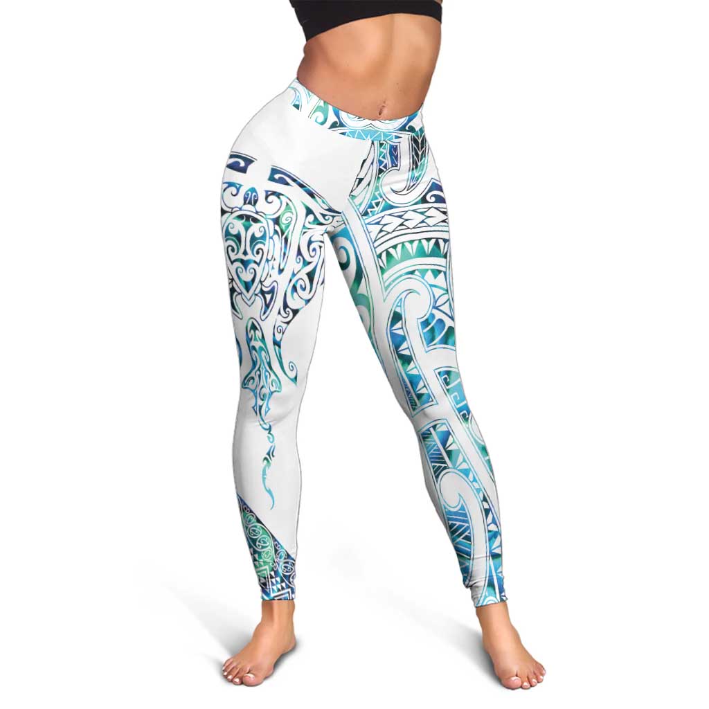 Kahui Whetu Paua Shell Kowhaiwhai Taniko Leggings Manta Ray Shark-Turtle Maori Tribal Style