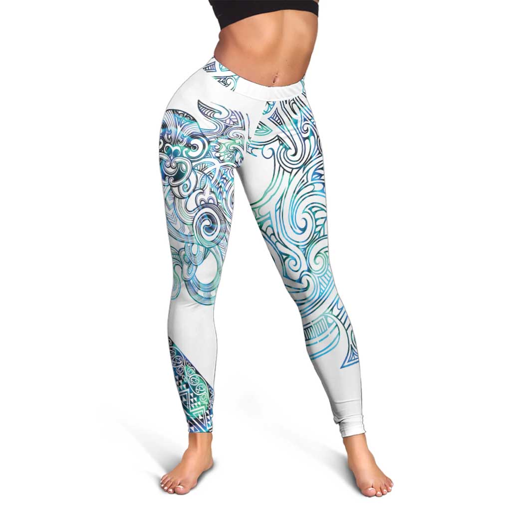 Kahui Whetu Paua Shell Kowhaiwhai Taniko Leggings Taniwha Maori Tribal Style