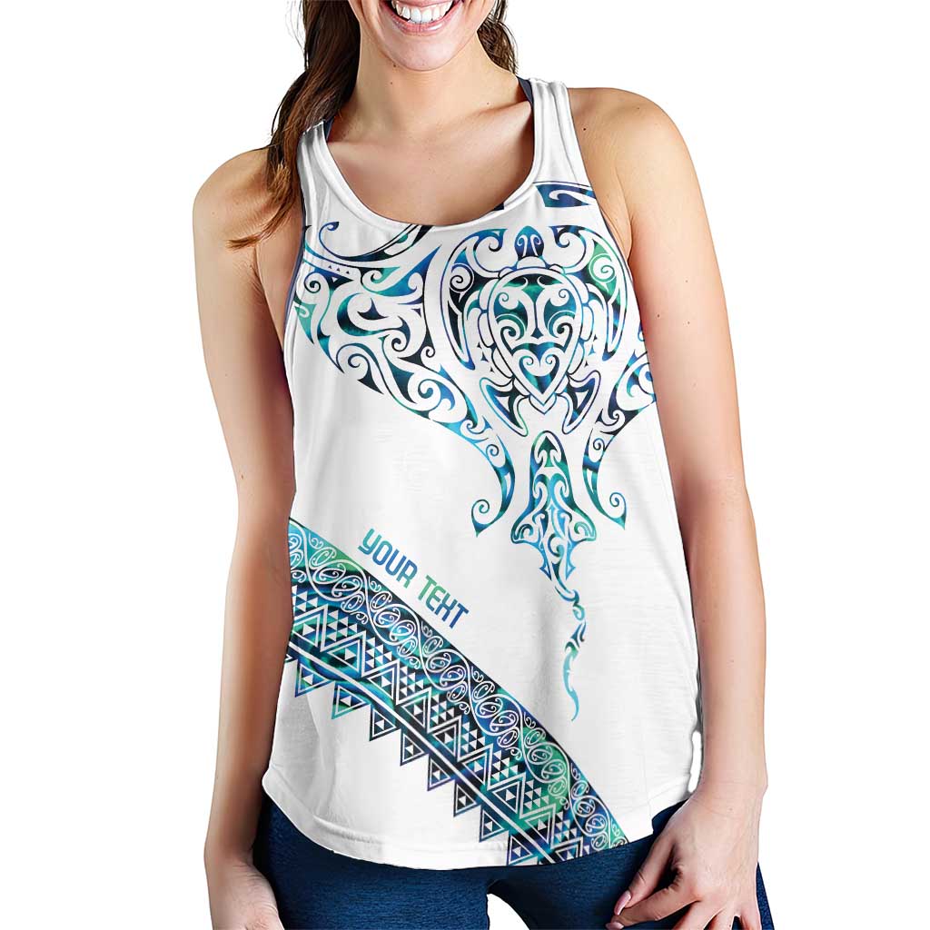 Kahui Whetu Paua Shell Kowhaiwhai Taniko Personalised Women Racerback Tank Manta Ray Shark-Turtle Maori Tribal Style LT9 - Polynesian Pride
