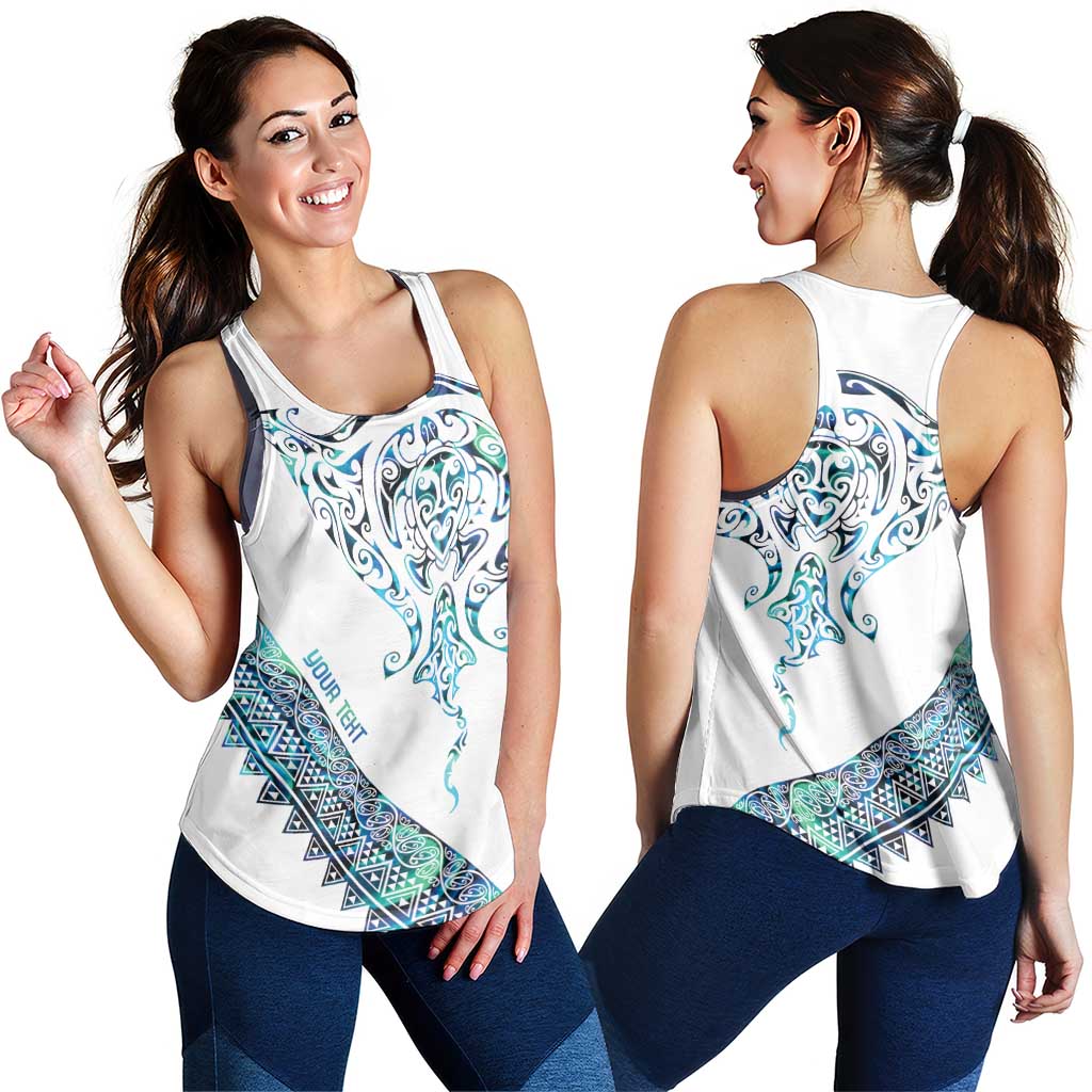 Kahui Whetu Paua Shell Kowhaiwhai Taniko Personalised Women Racerback Tank Manta Ray Shark-Turtle Maori Tribal Style LT9 - Polynesian Pride
