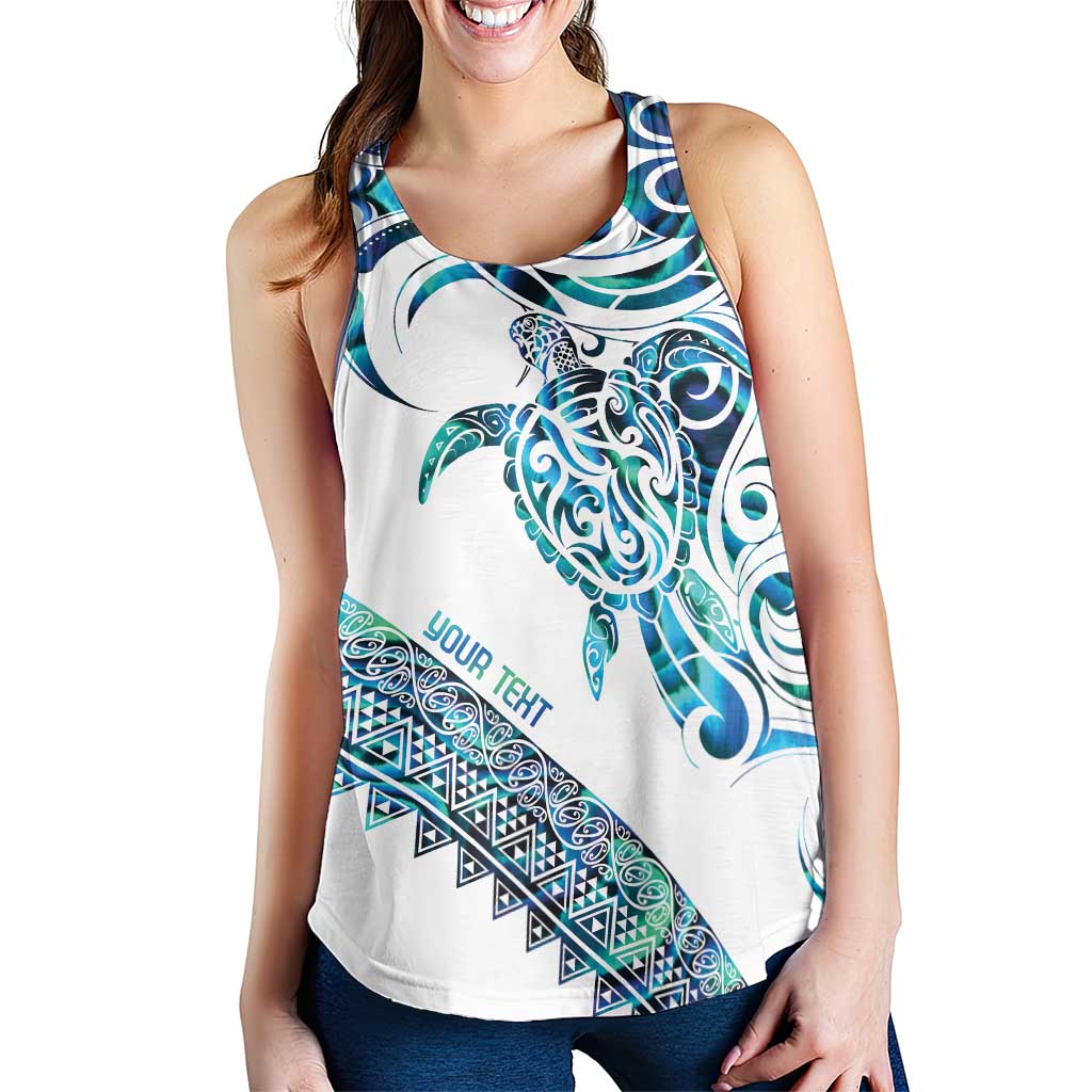 Kahui Whetu Paua Shell Kowhaiwhai Taniko Personalised Women Racerback Tank Turtle Tattoo Maori Tribal Style LT9 - Polynesian Pride