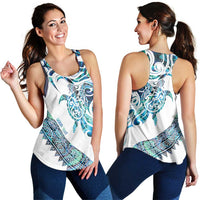 Kahui Whetu Paua Shell Kowhaiwhai Taniko Personalised Women Racerback Tank Turtle Tattoo Maori Tribal Style LT9 - Polynesian Pride