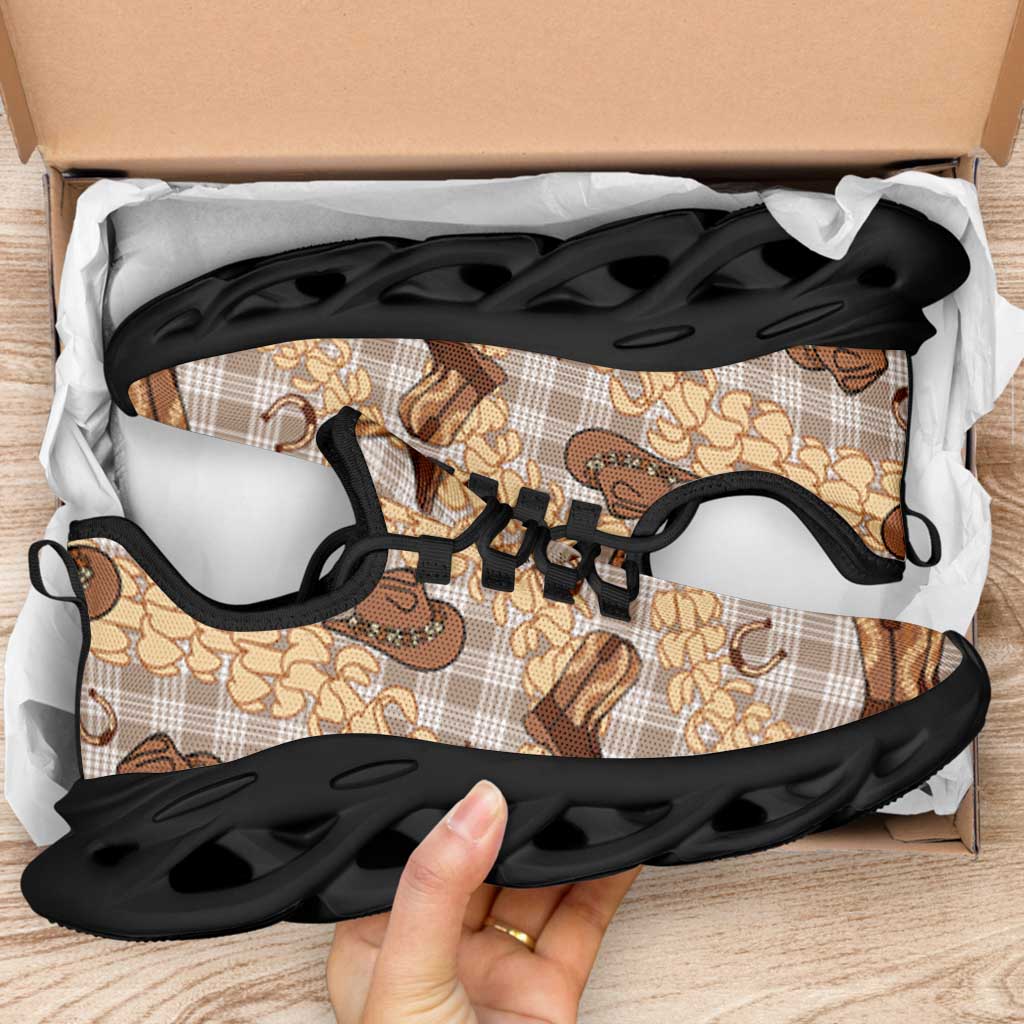 Khaki Palaka Hawaii Cowboy Clunky Sneakers Puakenikeni Lei Paniolo Papale Seamless Vibes - Polynesian Pride