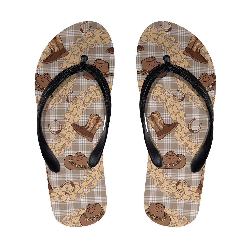 Khaki Palaka Hawaii Cowboy Flip Flops Puakenikeni Lei Paniolo Papale Seamless Vibes LT14 Khaki - Polynesian Pride