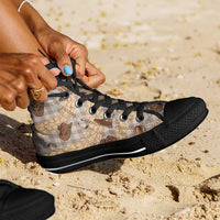 Khaki Palaka Hawaii Cowboy High Top Shoes Puakenikeni Lei Paniolo Papale Seamless Vibes - Polynesian Pride