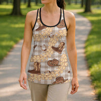 Khaki Palaka Hawaii Cowboy Hollow Tank Top Puakenikeni Lei Paniolo Papale Seamless Vibes LT14 - Polynesian Pride