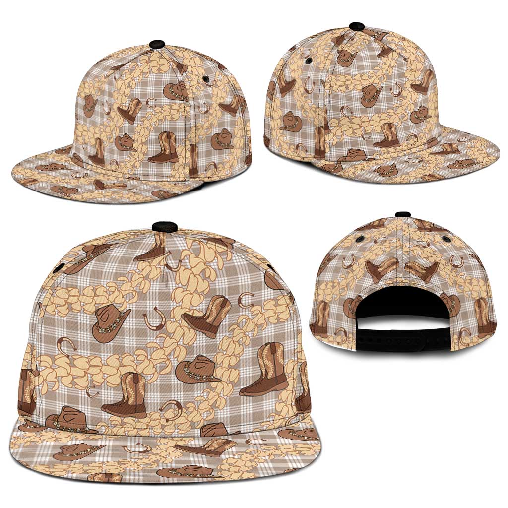 Khaki Palaka Hawaii Cowboy Snapback Cap Puakenikeni Lei Paniolo Papale Seamless Vibes - Polynesian Pride