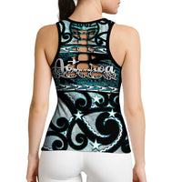Kia Ora New Zealand Hollow Tank Top Aotearoa Proud Maori Paua Shell Silver Fern LT14 - Polynesian Pride