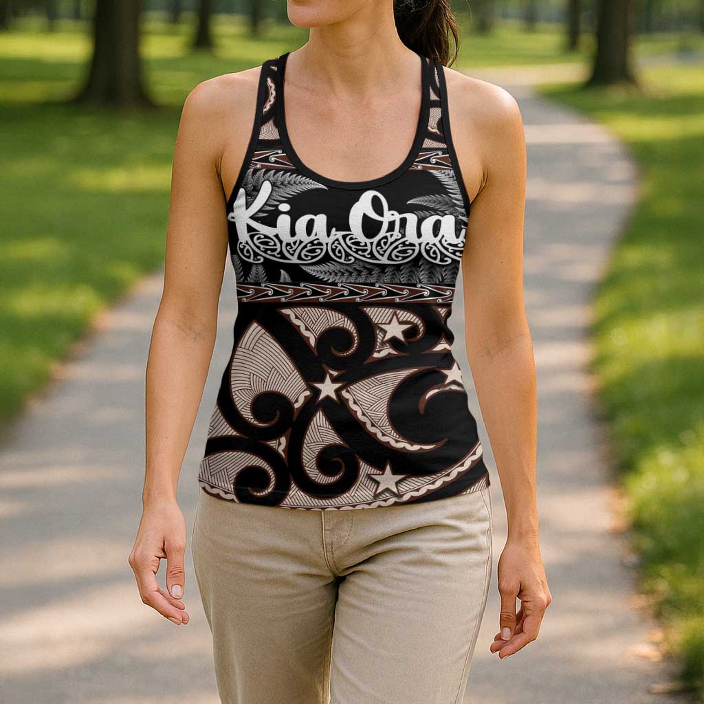 Kia Ora New Zealand Hollow Tank Top Aotearoa Proud Maori With Silver Fern LT14 - Polynesian Pride