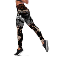 Kia Ora New Zealand Leggings Aotearoa Proud Maori With Silver Fern LT14 Black - Polynesian Pride