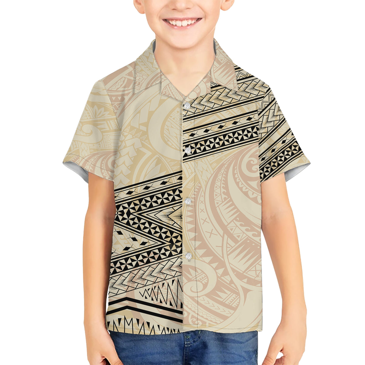 Polynesian Tribal Grey Kid Hawaiian Shirt LT9 - Polynesian Pride