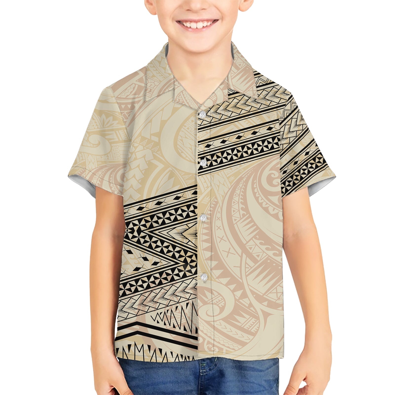 Polynesian Tribal Grey Kid Hawaiian Shirt LT9 - Polynesian Pride