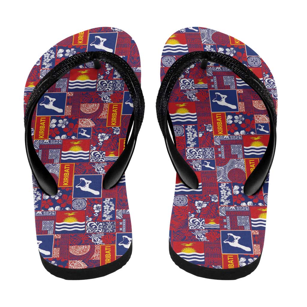 Kiribati Tekeraoi n te Kiritimati Flip Flops Pacific Patchwork Xmas Vibes - Polynesian Pride