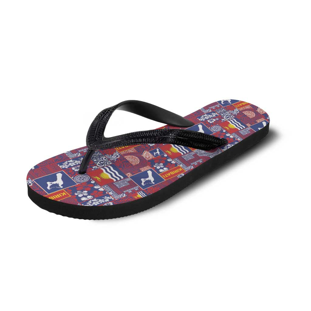 Kiribati Tekeraoi n te Kiritimati Flip Flops Pacific Patchwork Xmas Vibes - Polynesian Pride