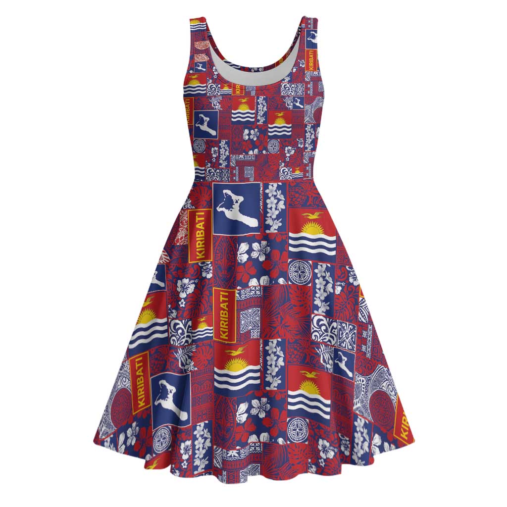 Kiribati Tekeraoi n te Kiritimati Midi Dress Pacific Patchwork Xmas Vibes - Polynesian Pride