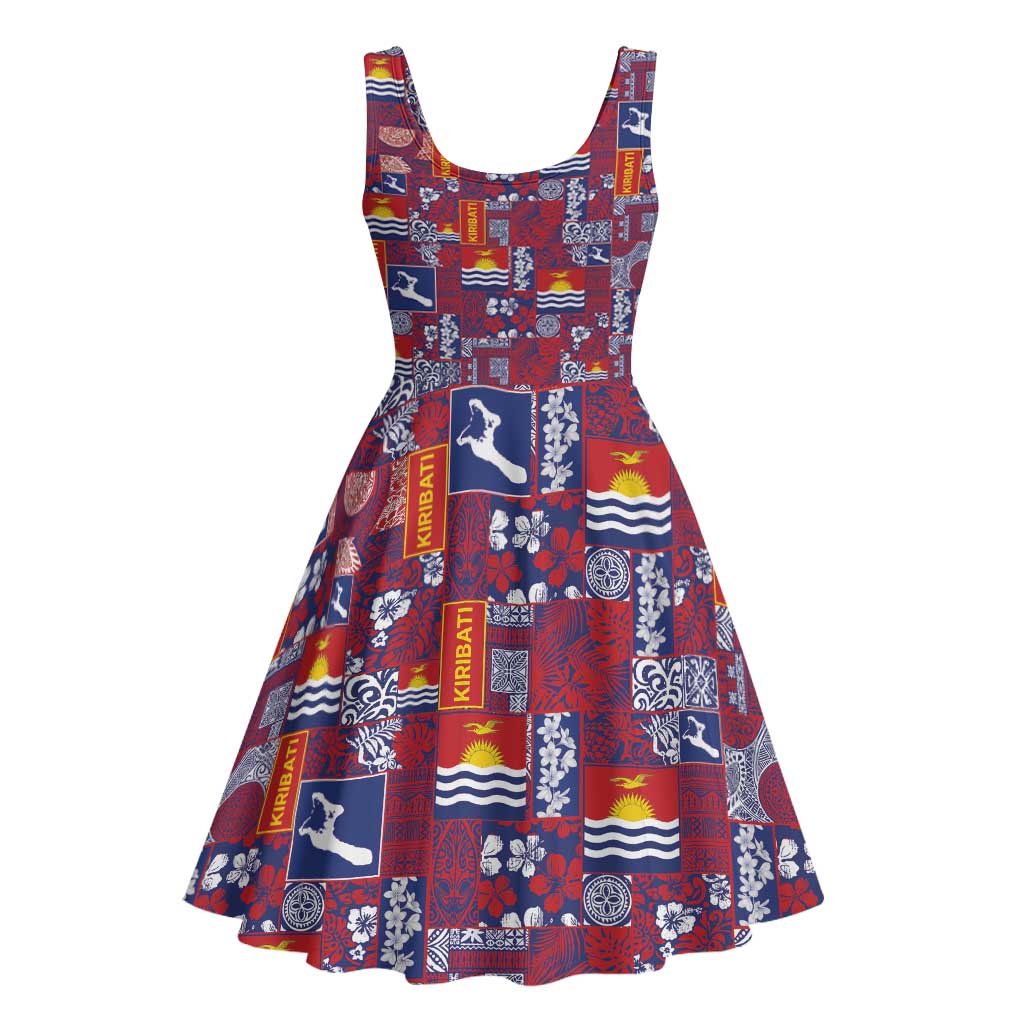 Kiribati Tekeraoi n te Kiritimati Midi Dress Pacific Patchwork Xmas Vibes - Polynesian Pride